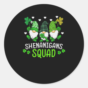 Shenanigans Squad Saint Patricks Day Gnomes  Classic Round Sticker
