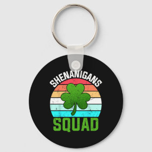 Shenanigans Squad Shamrocks Funny St Patricks Day Key Ring