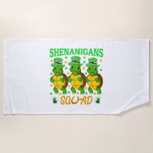 Shenanigans Squad St. Patrick’s Day Cute Turtle Beach Towel