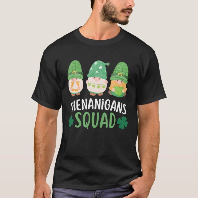 Shenanigans Squad St Patricks Day Gnom Funny Saint T-Shirt (Front)