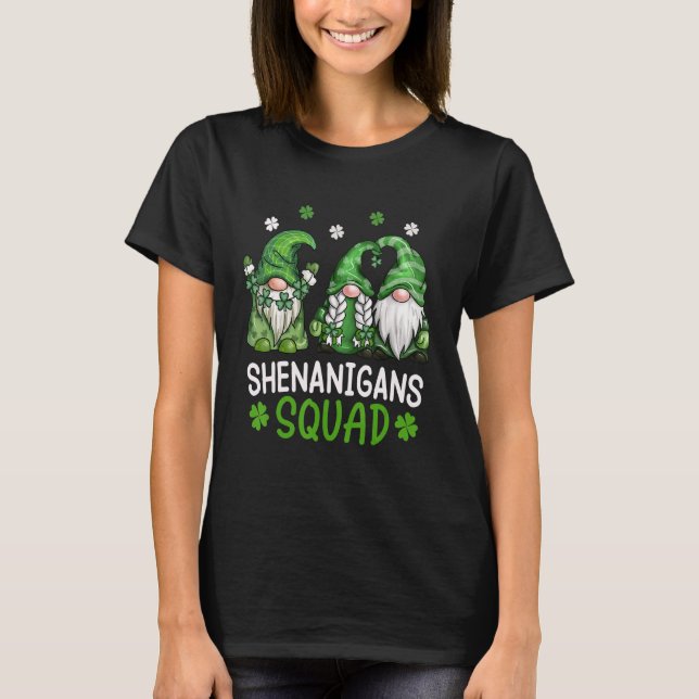 Shenanigans Squad St Patricks Day Gnomes Green Pro T-Shirt (Front)