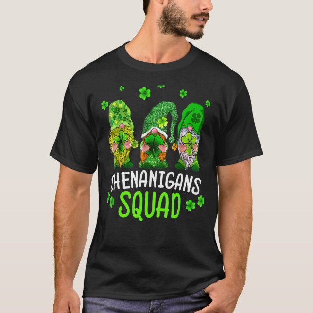 Shenanigans Squad St Patricks Day Gnomes Green Pro T-Shirt (Front)
