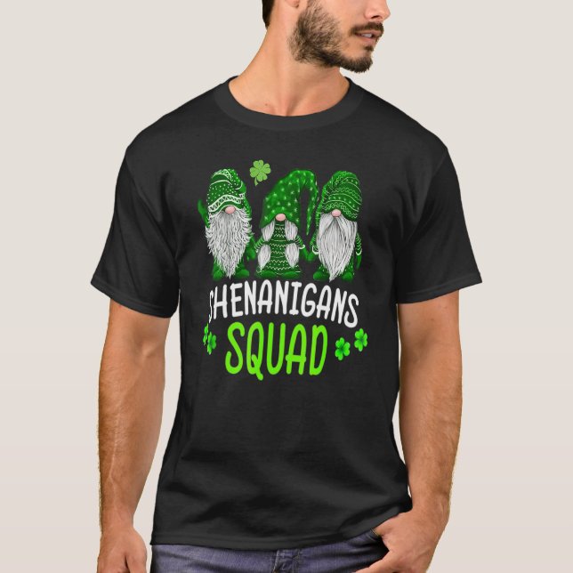 Shenanigans Squad St Patricks Day Gnomes Green Pro T-Shirt (Front)