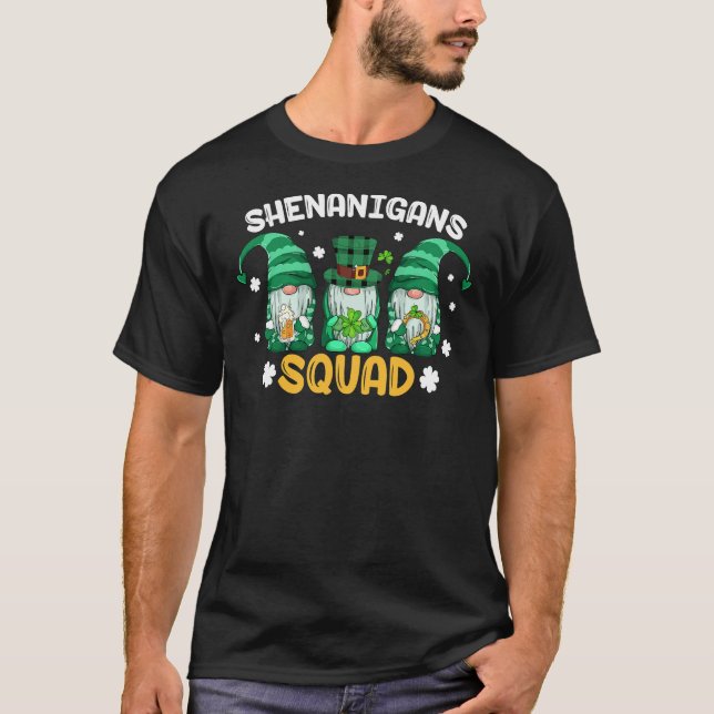 Shenanigans Squad St Patricks Day Gnomes Green Pro T-Shirt (Front)