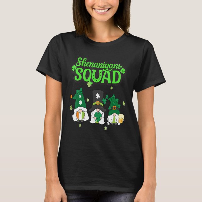 Shenanigans Squad St Patricks Day Gnomes Green Pro T-Shirt (Front)