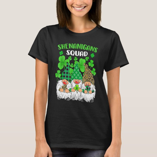 Shenanigans Squad St Patricks Day Gnomes Green Pro T-Shirt (Front)