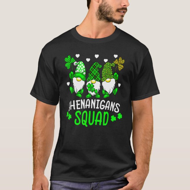 Shenanigans Squad St Patricks Day Gnomes Green Pro T-Shirt (Front)
