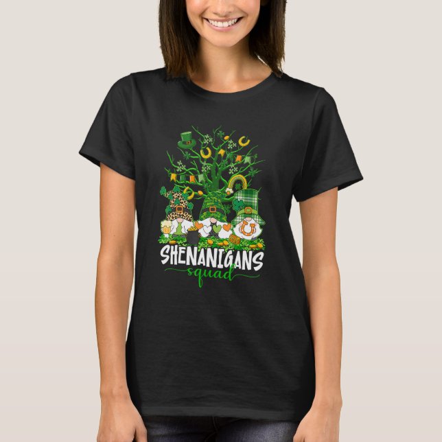 Shenanigans Squad St Patricks Day Gnomes Green Tre T-Shirt (Front)