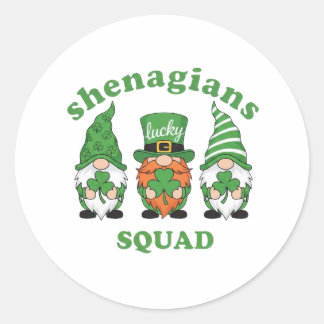 Shenanigans Squad St. Patrick's Day Gnomes Round S Classic Round Sticker