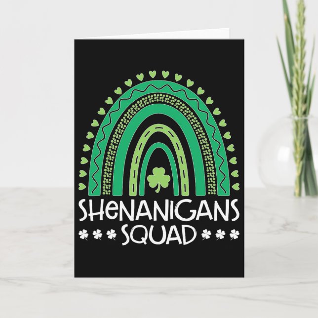 Shenanigans Squad St Patrick's Day Rainbow Shamroc Card (Front)