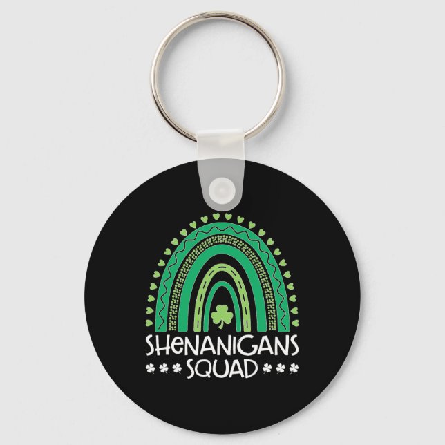 Shenanigans Squad St Patrick's Day Rainbow Shamroc Key Ring (Front)