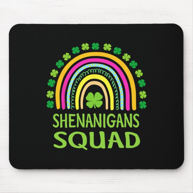 Shenanigans Squad St Patrick's Day Rainbow Shamroc Mouse Mat (Front)