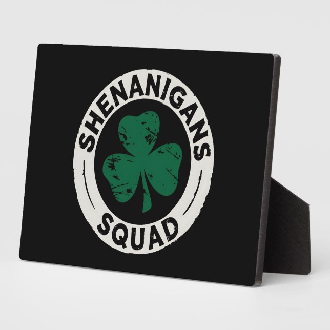 Shenanigans Squad St Patrick's Day Shamrock Plaque (Side)