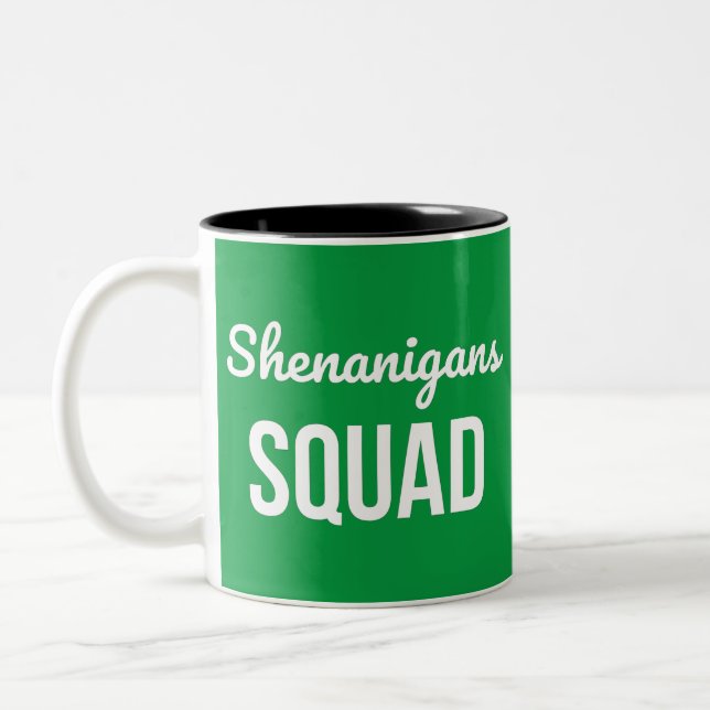 Shenanigans Squad St Patrick's Day Two-Tone Coffee Mug (Left)