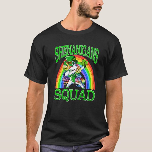 Shenanigans Squad Unicorn St Patrick's Day T-Shirt (Front)