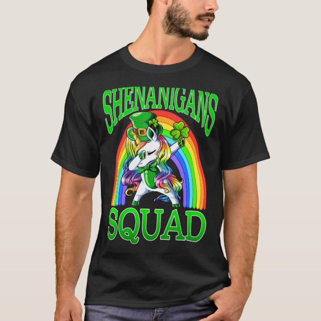 Shenanigans Squad Unicorn St Patrick's Day T-Shirt (Front)