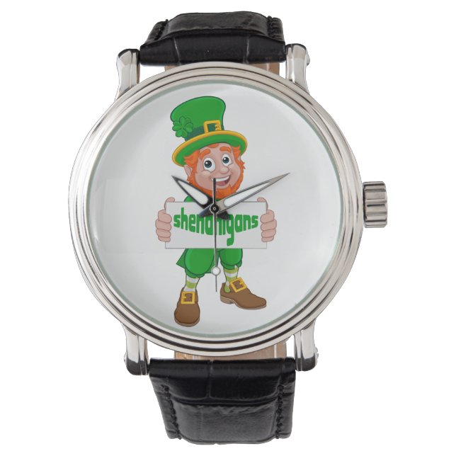 Shenanigans St. Patrick's Day Leprechaun St Pattys Watch (Front)
