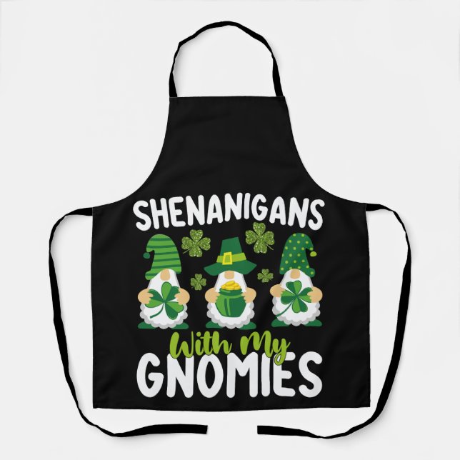Shenanigans With My Gnomies Gnome St Patrick's Day Apron (Front)