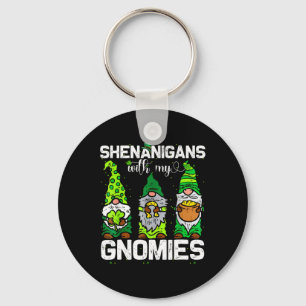 Shenanigans With My Gnomies Shamrock Leopard Patri Key Ring