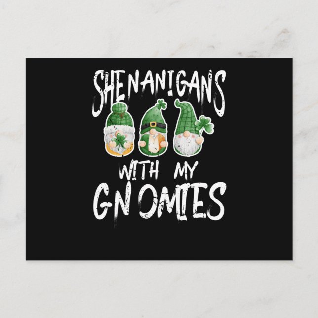 Shenanigans With My Gnomies St. Patrick's Day Gnom Postcard (Front)