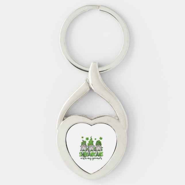 Shenanigans With My Gnomies St Patrick's Day Gnome Key Ring (Front)