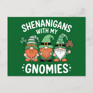 Shenanigans With My Gnomies St Patrick's Day Irish Invitation Postcard