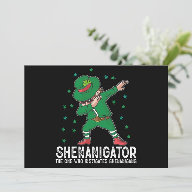Shenanigator Dabbing St Patrick's Day Shenanigans  Invitation (Standing Front)