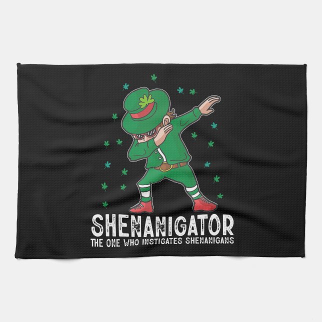 Shenanigator Dabbing St Patrick's Day Shenanigans  Tea Towel (Horizontal)