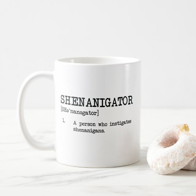 Shenanigator Definition Funny St Patrick's Day Coffee Mug (With Donut)