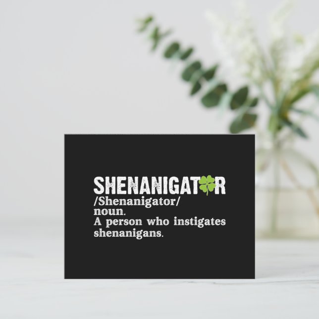Shenanigator Definition St Patricks Day Holiday Postcard (Standing Front)