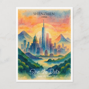 Shenzhen China Destination Save the Date Postcard