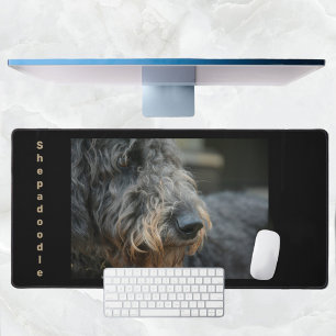 Shepadoodle Dog Photographic Portrait Desk Mat