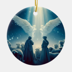 Shepard's watching Christmas Ceramic Tree Decoration