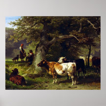 Shepherd and Cow Herd at the Pond