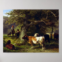 Shepherd and Cow Herd at the Pond