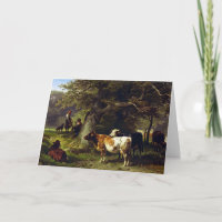 Shepherd and Cow Herd at the Pond