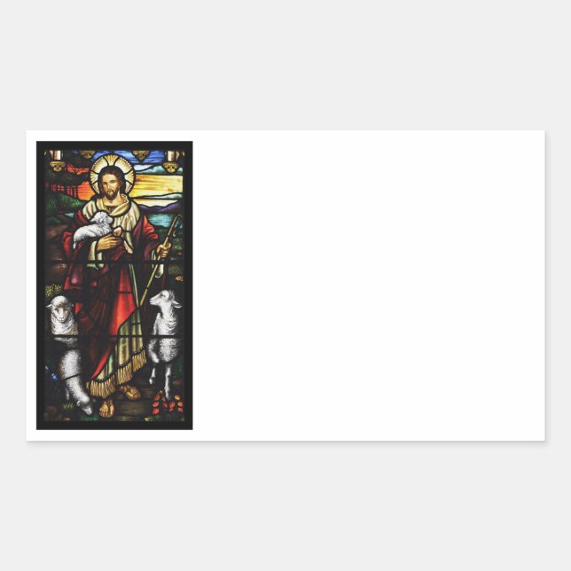 Shepherd and His Sheep Rectangular Sticker (Front)