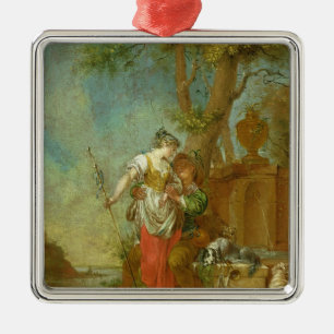 Shepherd and Shepherdess Metal Tree Decoration
