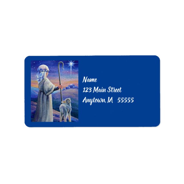 Shepherd Boy Lamb & Star Watercolor Art Label (Front)