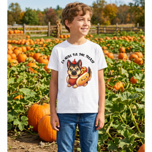 Shepherd Dog in a Hot Dog Costume, Funny Halloween T-Shirt
