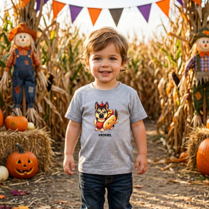 Shepherd Dog in Hot Dog Costume Funny Cute Custom Toddler T-Shirt