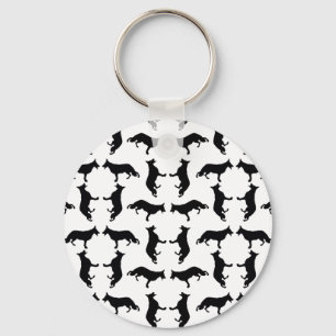Shepherd dog silhouette key ring