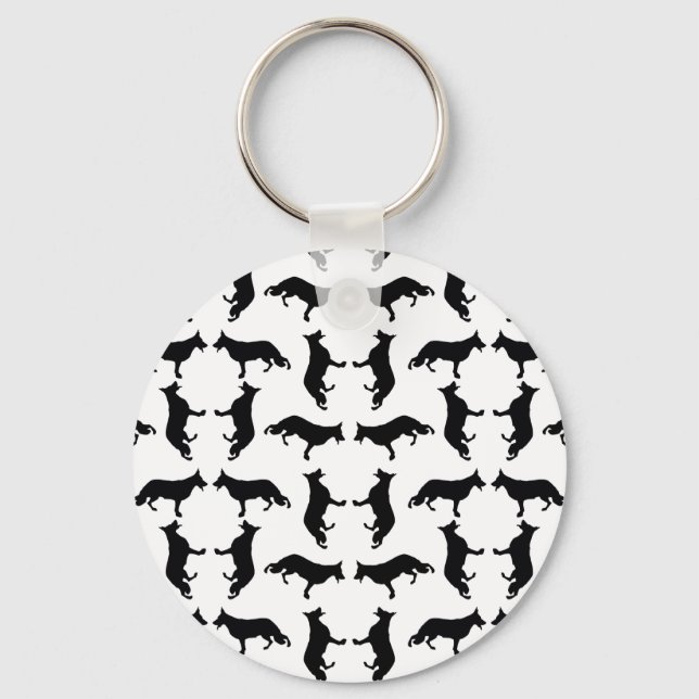 Shepherd dog silhouette key ring (Front)