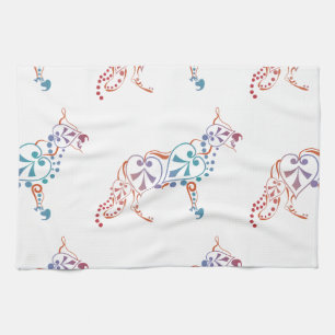 Shepherd dog silhouette tea towel