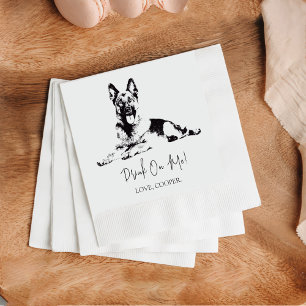 Shepherd Drink On Me Dog Custom Cocktail Napkin