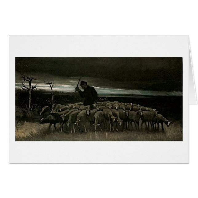 Shepherd, Flock of Sheep Van Gogh Fine Art (Front Horizontal)