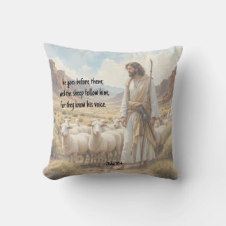 Shepherd goes before them Bible Scripture Cushion