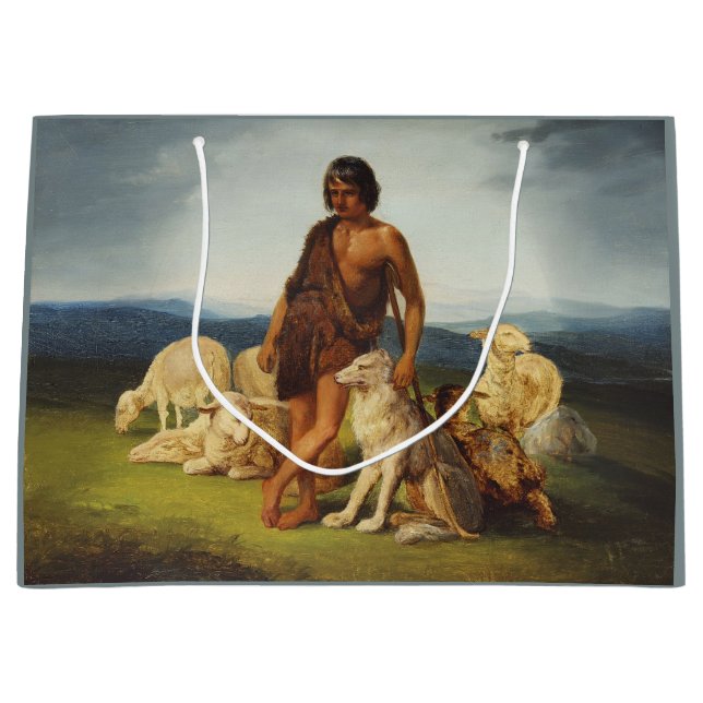 Shepherd in a Rural Landscape Large Gift Bag (Front)
