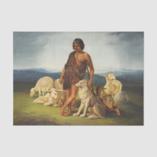 Shepherd in a Rural Landscape Tissue Paper