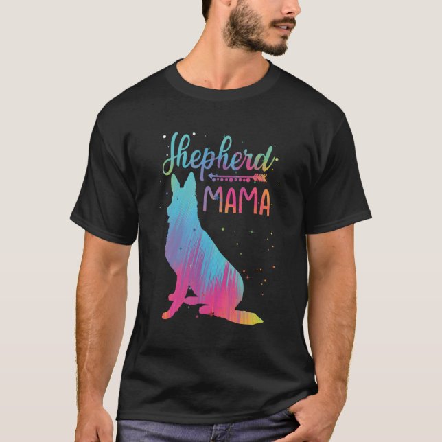Shepherd Mama Colourful Ger Shepherd Mum Mother'S  T-Shirt (Front)
